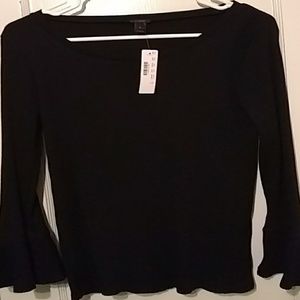 J. Crew Black Ribbed Sweater Bell Sleeves